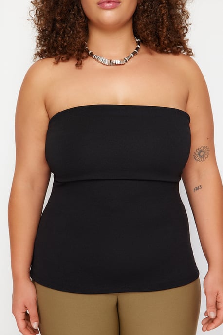 Trendyol Curve Dames Zwart Effen Mouwloos Getailleerd Grote maten Blouses - Image 3
