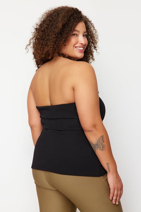 Trendyol Curve Dames Zwart Effen Mouwloos Getailleerd Grote maten Blouses - Image 5