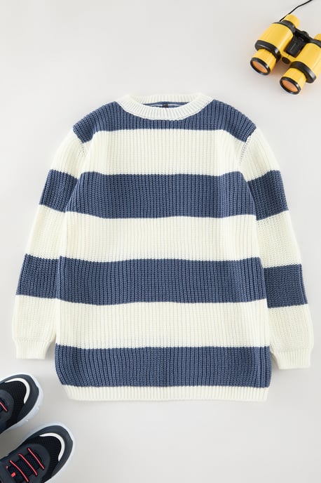 TRENDYOLKIDS Jongens Ecru Colorblock Lang Regular fit Truien - Image 1