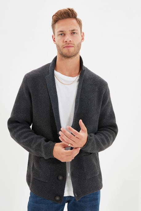 TRENDYOL MAN Heren Grijs Effen Lang Regular fit Vesten - Image 5