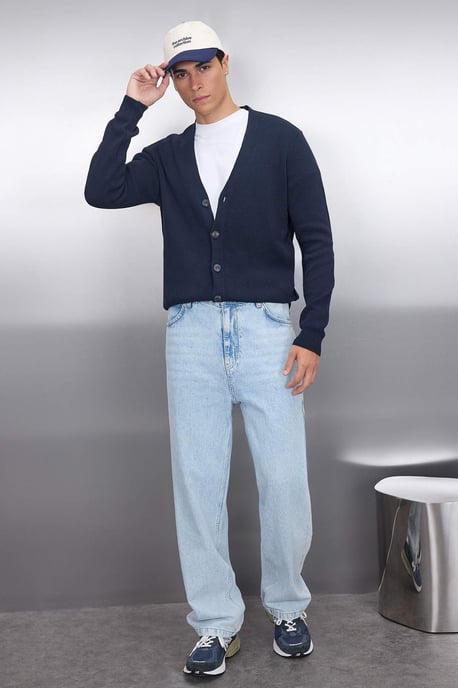 TRENDYOL MAN Heren Donkerblauw Effen Lang Getailleerd Vesten - Image 1