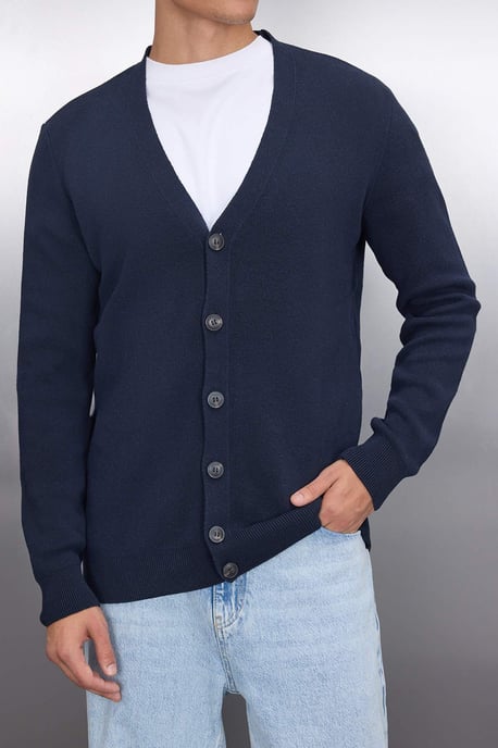 TRENDYOL MAN Heren Donkerblauw Effen Lang Getailleerd Vesten - Image 2