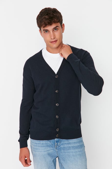 TRENDYOL MAN Heren Donkerblauw Effen Lang Getailleerd Vesten - Image 4