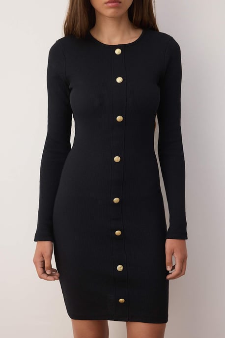 TRENDYOLMİLLA Dames Zwart Effen Kort / Mini Lang Casual Bodycon Jurken - Image 2
