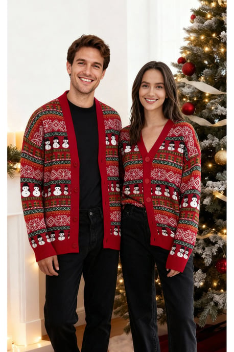 TRENDYOL MAN Heren Meerkleurig Kerst Lang Regular fit Vesten - Image 1