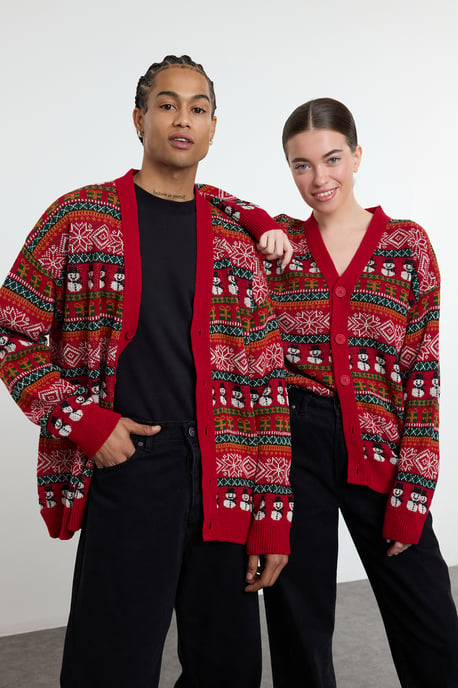 TRENDYOL MAN Heren Meerkleurig Kerst Lang Regular fit Vesten - Image 6