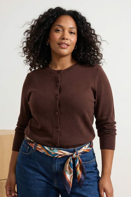 Trendyol Curve Dames Bruin Effen Lang Regular fit Grote maten Vesten - Image 1