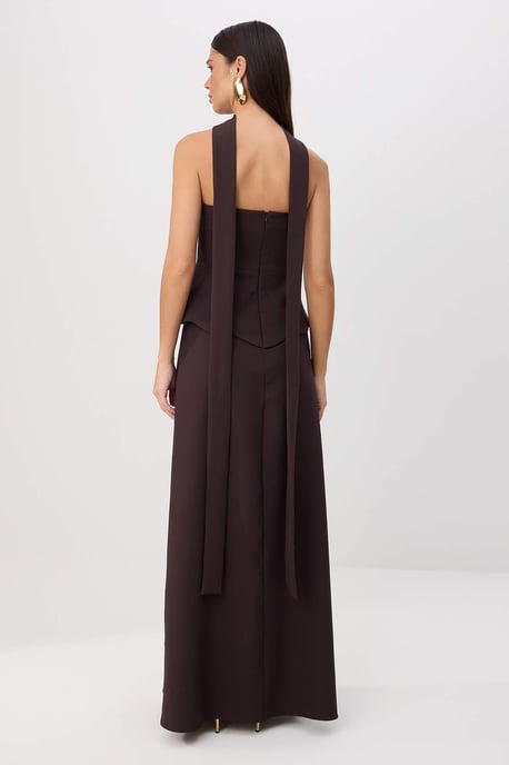 TRENDYOLMİLLA Dames Bruin Effen Maxi Mouwloos Zeemeermin Avond & Gala Jurk - Image 3