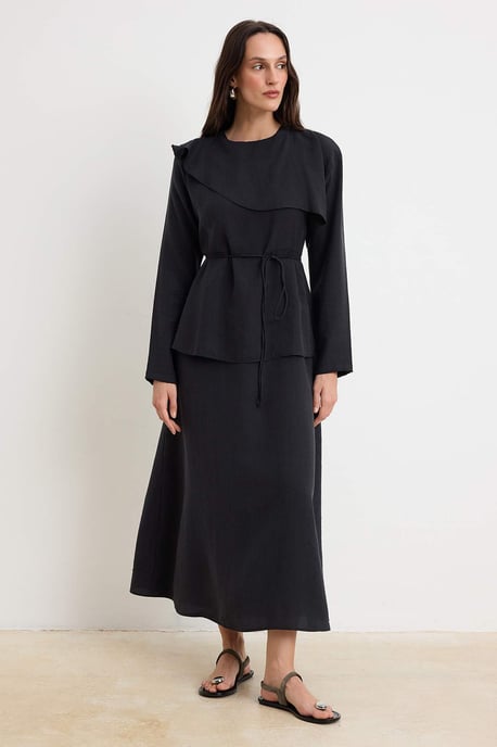 Trendyol Modest Dames Zwart Effen Maxi Lang Casual Skater Modest Jurken - Image 1