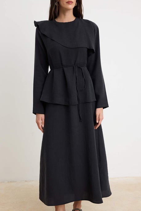 Trendyol Modest Dames Zwart Effen Maxi Lang Casual Skater Modest Jurken - Image 2