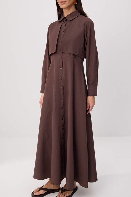 Trendyol Modest Dames Bruin Effen Maxi Lang Skater Modest Jurken - Image 2