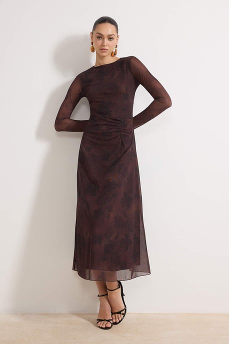 TRENDYOLMİLLA Dames Bruin Bloemen Maxi Lang Casual A-lijn Jurken - Image 4