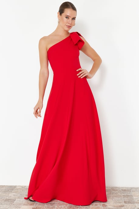 TRENDYOLMİLLA Dames Rood Effen Maxi Mouwloos Diploma-uitreiking / Gala A-lijn Avond & Gala Jurk - Image 1