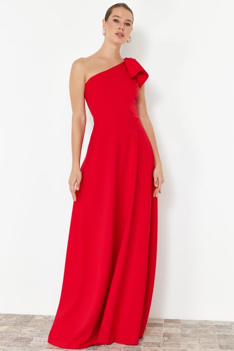 TRENDYOLMİLLA Dames Rood Effen Maxi Mouwloos Diploma-uitreiking / Gala A-lijn Avond & Gala Jurk - Image 2
