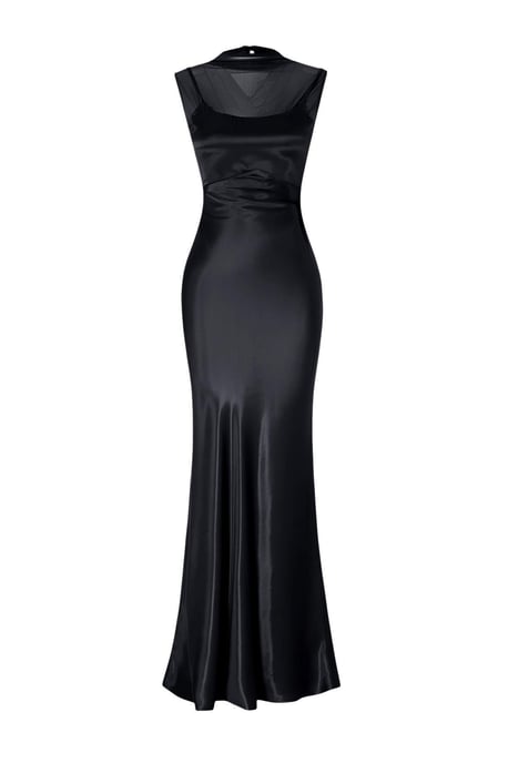 TRENDYOLMİLLA Dames Zwart Effen Maxi Mouwloos Recht Avond & Gala Jurk - Image 3