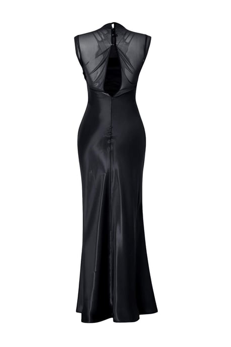 TRENDYOLMİLLA Dames Zwart Effen Maxi Mouwloos Recht Avond & Gala Jurk - Image 4