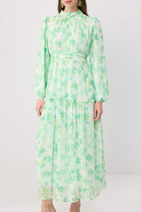 Trendyol Modest Dames Groen Bloemen Maxi Lang Casual Skater Modest Jurken - Image 2