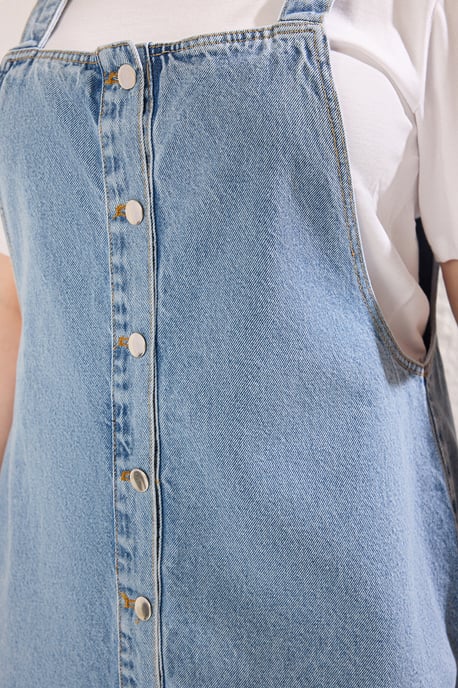 Trendyol Curve Dames Blauw Effen Midi Mouwloos Casual Gilet Grote maten Jurk - Image 3