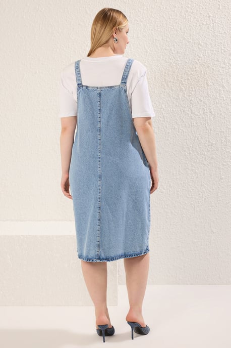 Trendyol Curve Dames Blauw Effen Midi Mouwloos Casual Gilet Grote maten Jurk - Image 4