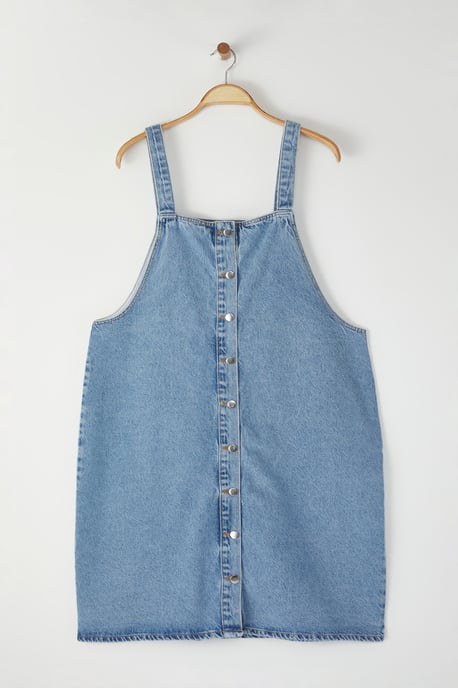 Trendyol Curve Dames Blauw Effen Midi Mouwloos Casual Gilet Grote maten Jurk - Image 5
