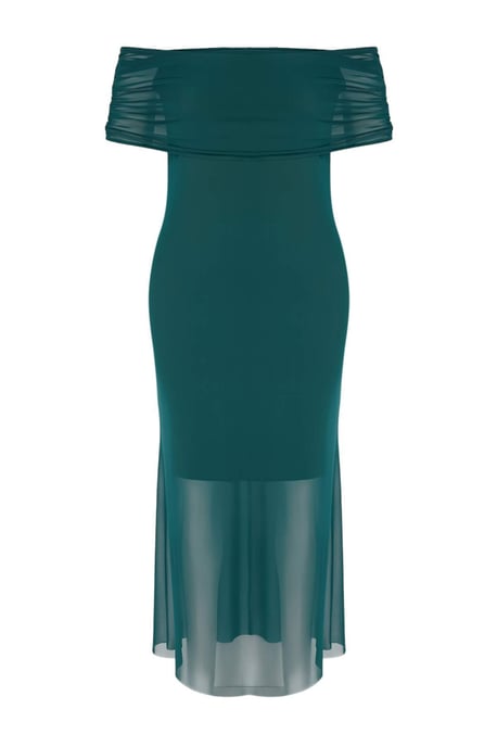 Trendyol Curve Dames Groen Effen Kort / Mini Mouwloos Casual Bodycon Grote maten Jurk - Image 5