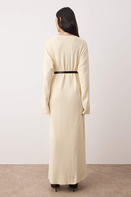 Trendyol Modest Dames Ecru Effen Maxi Driekwart mouw Casual A-lijn Modest Jurken - Image 3