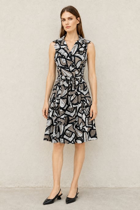 Trenchjurk met abstracte print en riem - Image 1