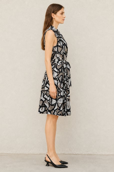 Trenchjurk met abstracte print en riem - Image 2