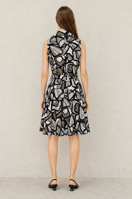 Trenchjurk met abstracte print en riem - Image 3