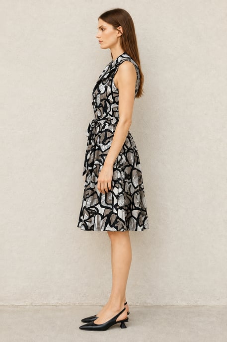 Trenchjurk met abstracte print en riem - Image 4