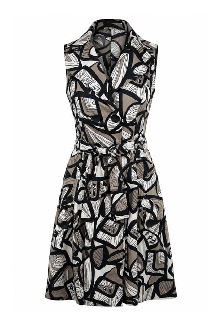 Trenchjurk met abstracte print en riem - Image 5