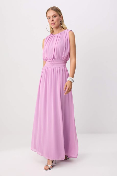 TRENDYOLMİLLA Dames Paars Effen Maxi Mouwloos A-lijn Avond & Gala Jurk - Image 1