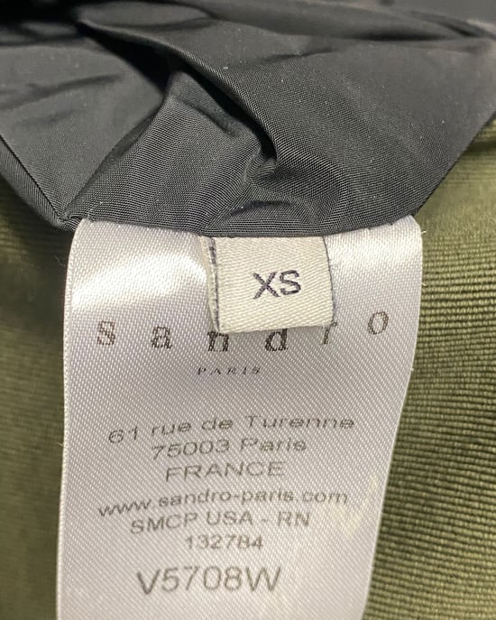 Sandro Paris parka met capuchon en bontkraag in groene katoenen uitvoering - Image 6