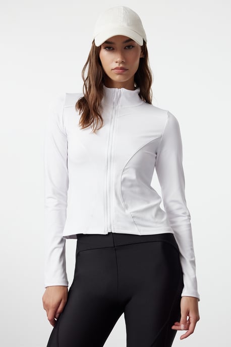 TRENDYOLMİLLA Dames Wit Effen Getailleerd Sport Blazers - Image 1