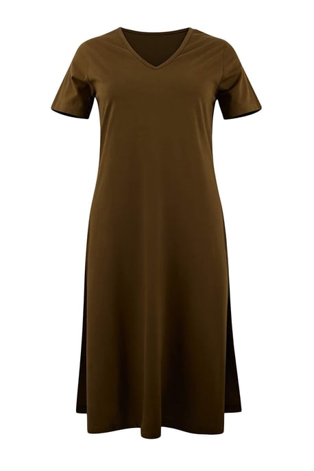 Trendyol Curve Dames Kaki Effen Midi Kort Casual Recht Grote maten Jurk - Image 2