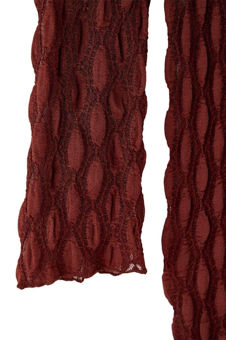 Trendyol Curve Dames Bordeaux Gestructureerd Midi Lang Bodycon Grote maten Jurk - Image 2