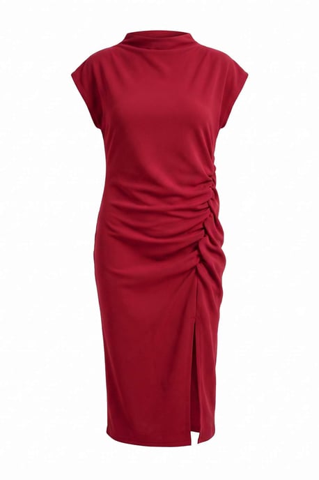 Trendyol Curve Dames Bordeaux Effen Midi Mouwloos Feest Bodycon Grote maten Jurk - Image 5