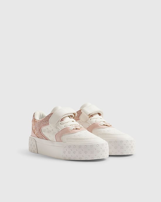 River Island Meisjessneakers Wit Monogram Glitter Luipaard - Image 1