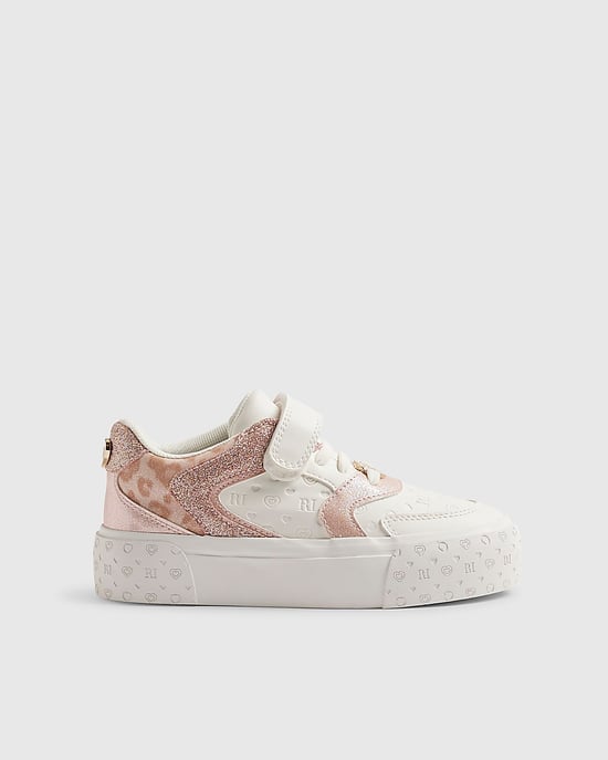 River Island Meisjessneakers Wit Monogram Glitter Luipaard - Image 2