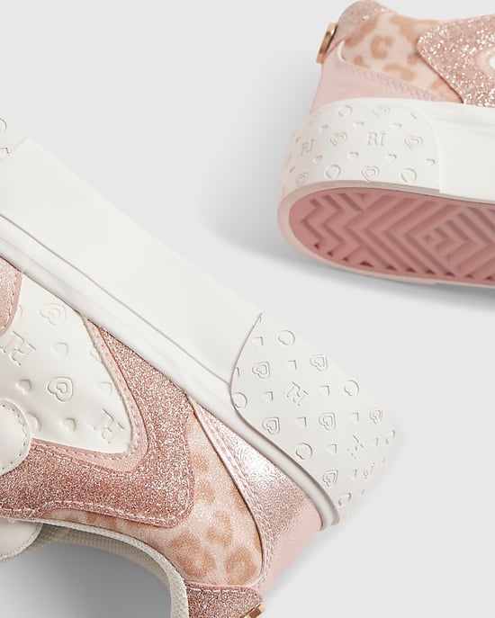 River Island Meisjessneakers Wit Monogram Glitter Luipaard - Image 5