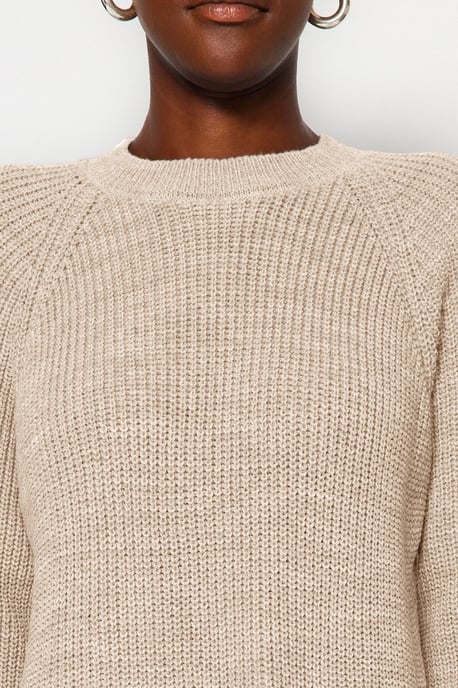 TRENDYOLMİLLA Dames Beige Effen Extra Kort / Super Mini Lang Casual Recht Jurken - Image 3