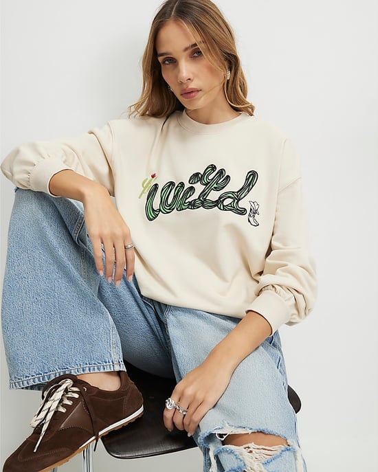 River Island Dames-Sweatshirt Crème Katoenmix Cactus - Image 1