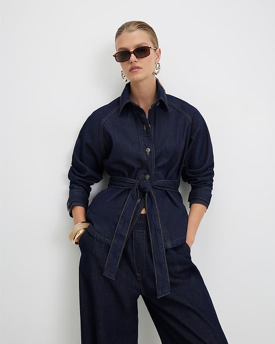 River Island Dames trenchjas Blauw Denim Kort - Image 1