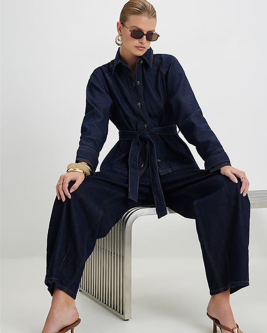 River Island Dames trenchjas Blauw Denim Kort - Image 4