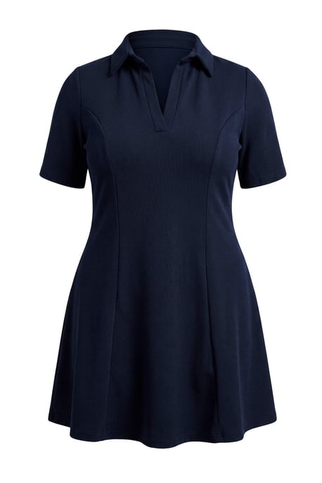 Trendyol Curve Dames Donkerblauw Effen Kort / Mini Driekwart mouw A-lijn Grote maten Jurk - Image 4