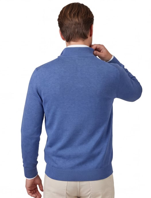 trui Scotland Blue blauw normale fit half zip rits - Image 2