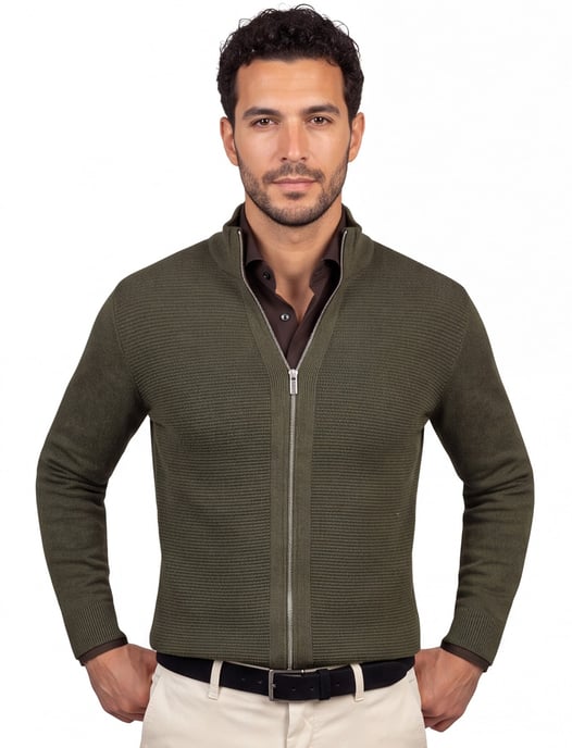 Katoenen Scotland blue vest groen effen normale fit - Image 1