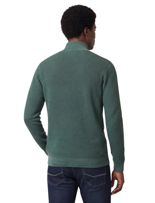 katoenen trui Casa Moda half zip effen groen wijde fit - Image 2