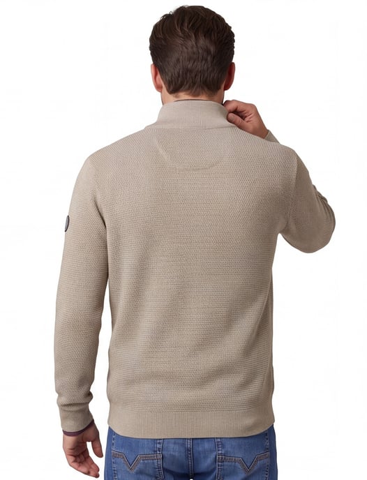 katoenen Casa Moda half zip beige trui wijde fit - Image 2