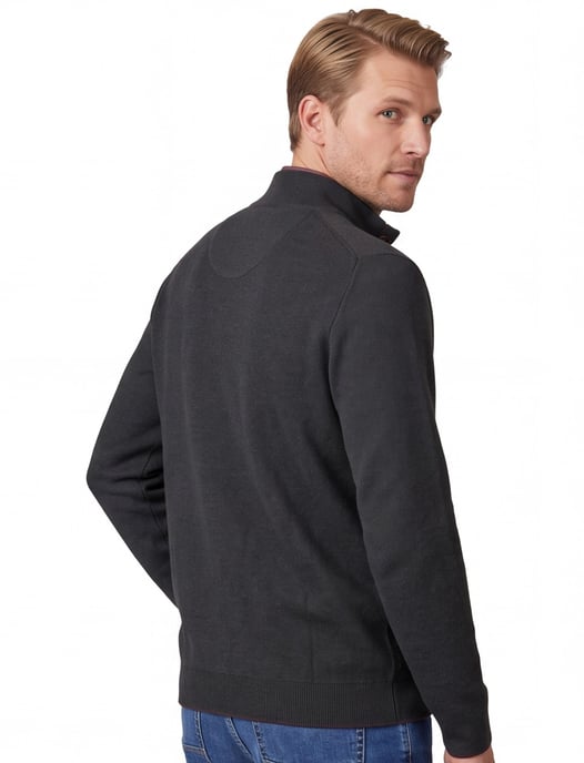 Fynch Hatton melange half zip trui donkergroen effen - Image 2
